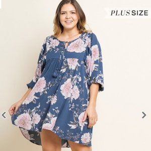 umgee floral tie neck dress tunic